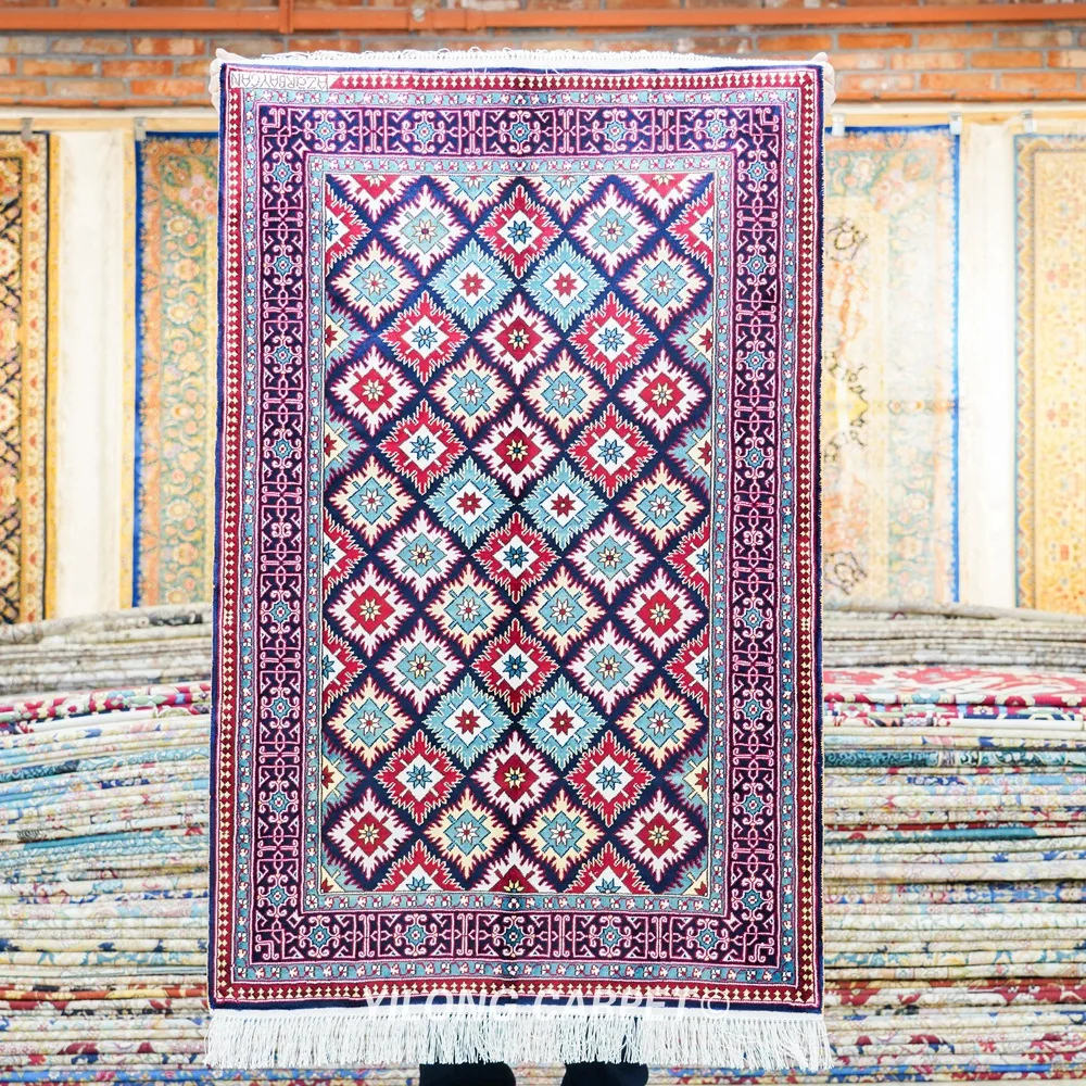 76x122cm Handmade Silk Tribal Carpet All-Over Home Interior Area Rug (BL156)