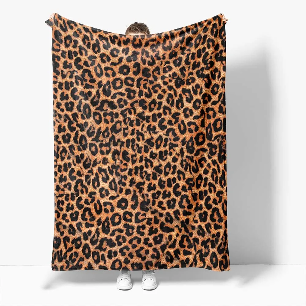 

Brown Leopard Tiger Spots Blanket 3D Printed Sherpa Fleece Blanket For Teens Adults Boys Kids Travel Blanket Blankets For Beds