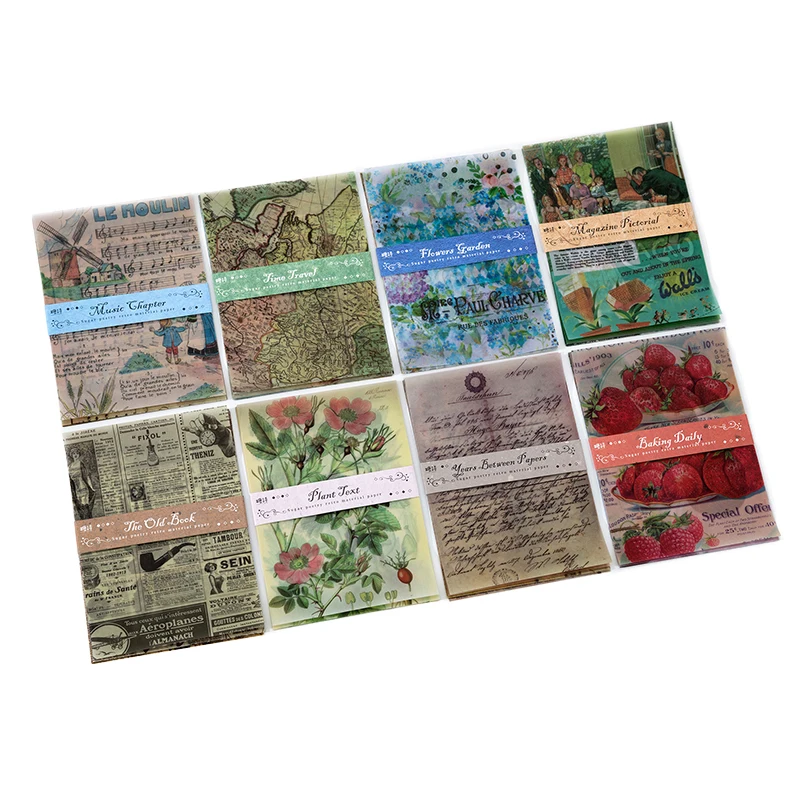 my Stationery 15 pcs Retro material paper plant pictorial translucent Vintage background paper hand account Decoration paper