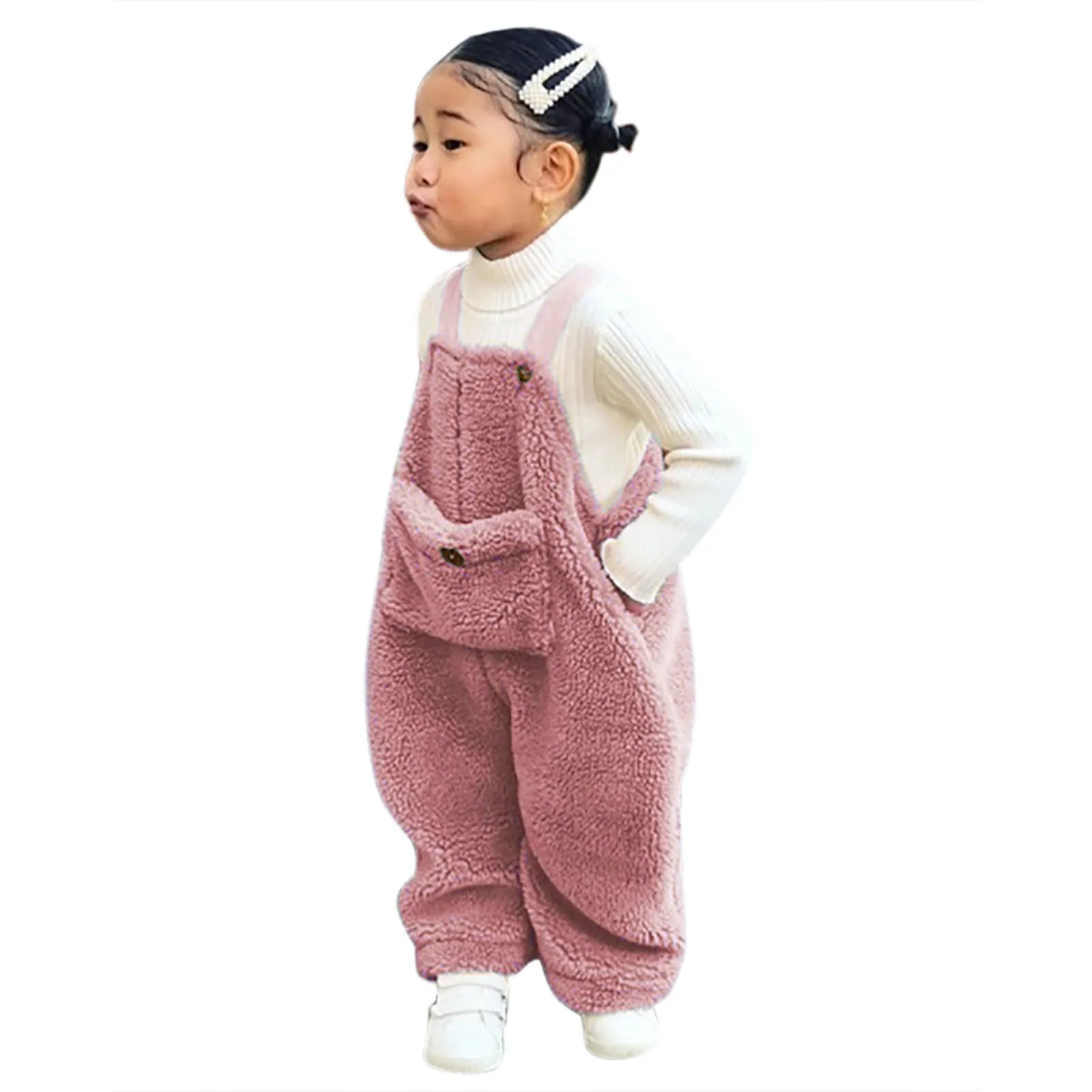 Flannel Suspender Warm Girl Winter Baby Overalls Kids Toddler Pants Boys Solid Girls Pants Leather For Girls