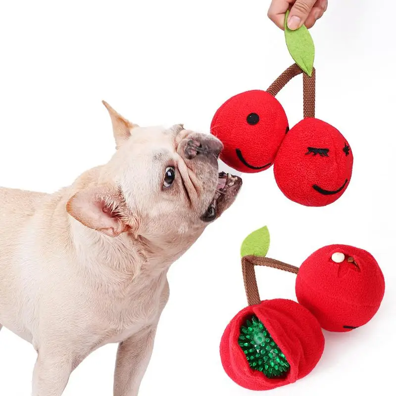 

Squeaky Dog Toy Dog Chew Toys Interactive Dog Toys For Playing Training & Exercise Cherry Shape Sniffing Ball For Small Medium