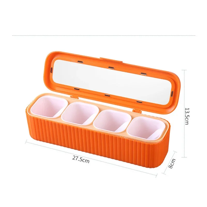 4 Grids Seasoning Box Spice Jar Kitchen Organizer and Storage Spice Jars Salt and Pepper Shakers Container Container Set