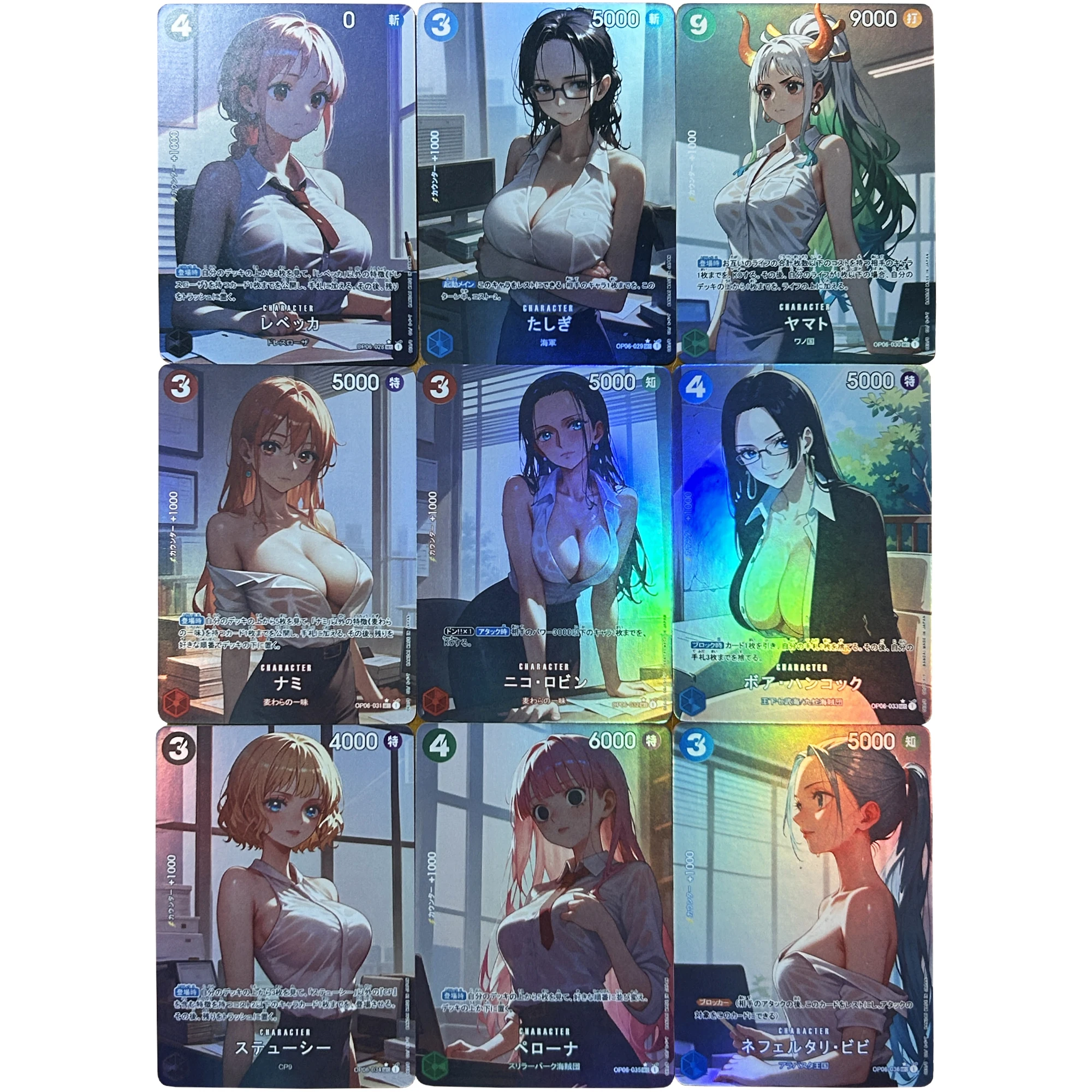 Diy One Piece Hancock Yamato Nami Robin Perona Vivi Uniform Series Flash Card OPCG Game Anime Collection Cards Gift Toy 9Pcs/set