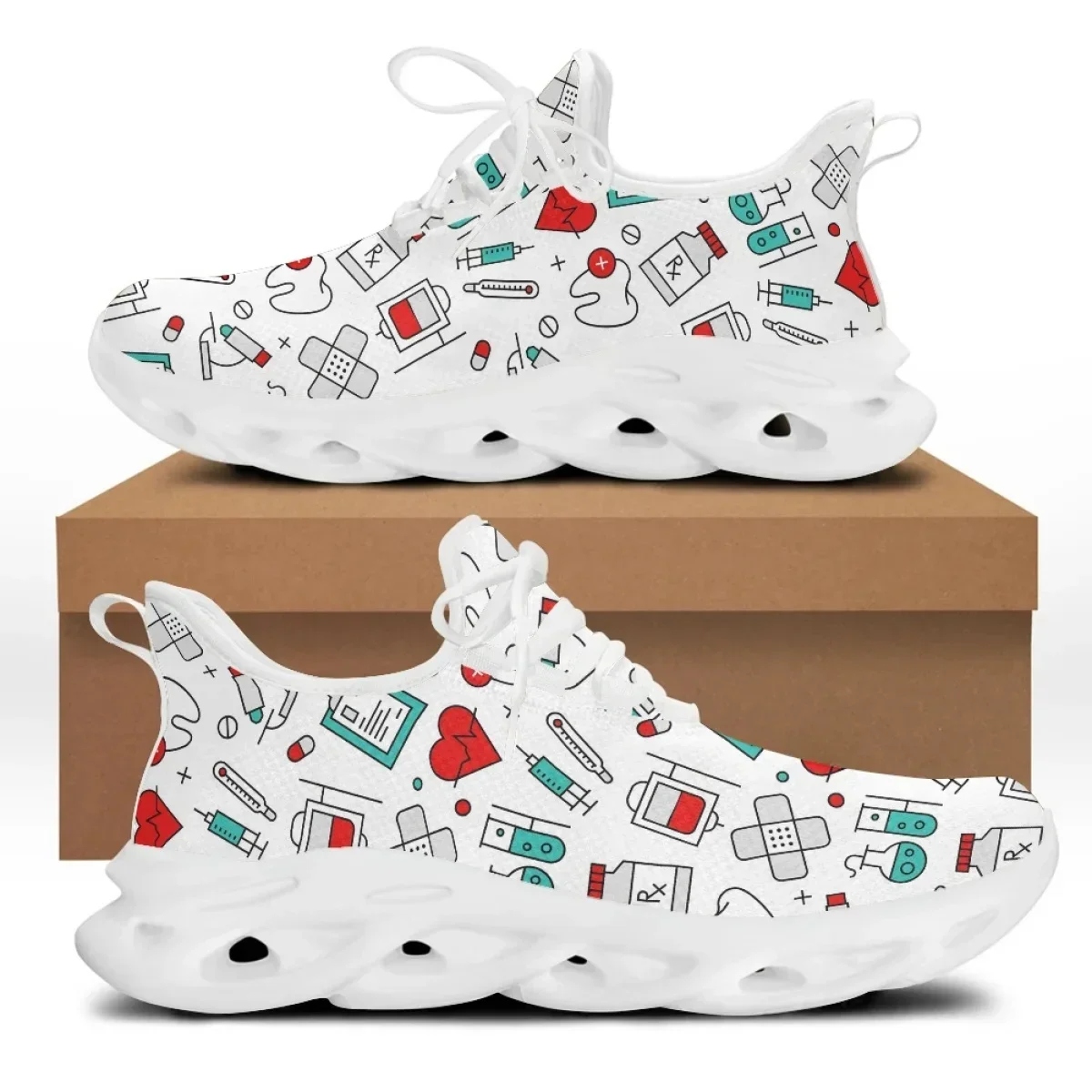 Spring Autumn Nurse Doctor Pattern Woman Flats Lace Up Sneaker Free Platform Shoes For Women Sneakers Footwear Casual