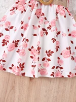Robe décontractée à imprimé floral romantique pour fille, avec bords à volants et petites manches volantes, robe cintrée à la taille (ceinture incluse), été 6