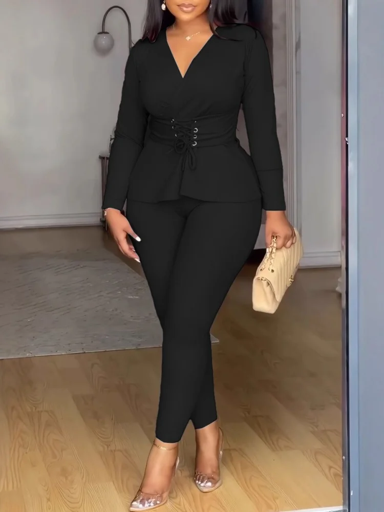 Wmstar Pant Sets Women Solid Long Sleeve 2 Piece Sets Woman Outfit Leggings Pants Matching Clothes Wholesale Dropshpping 2025