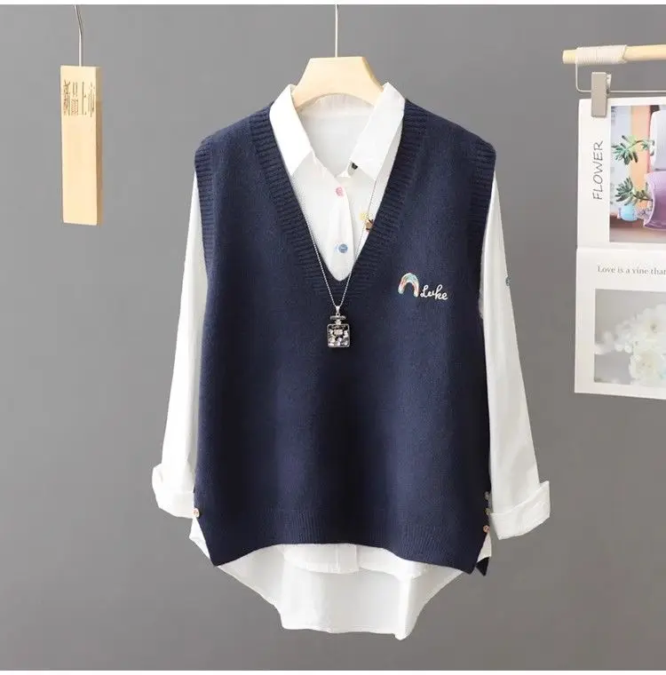 2025 herbst Stapeln Neue Lose Retro Gestrickte Pullover Weste frauen Weste Koreanischen Stil Ärmelloses Top – Detail 10