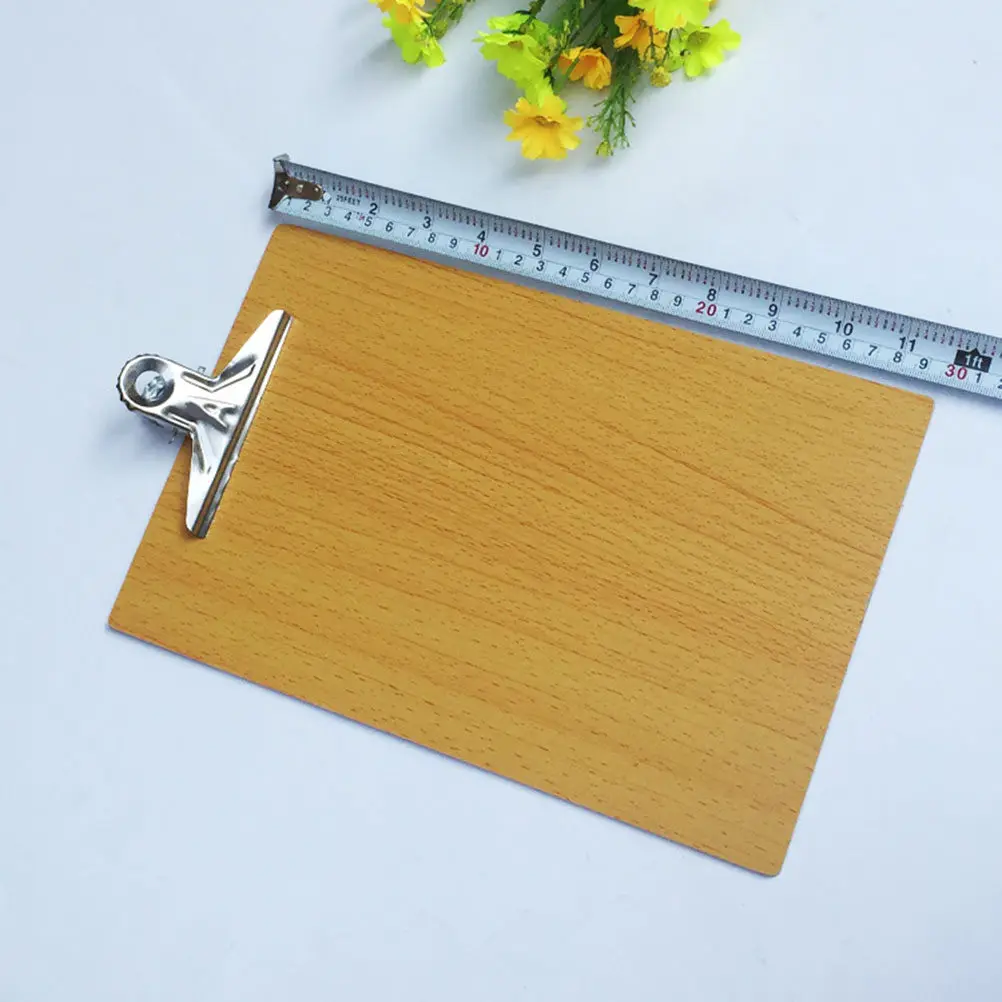 6Pcs A4 문자 크기 나무 클립보드 강력한 클램핑 힘 녹슬지 않는 라운드 코너 광택 금속 클립 하드보드 쓰기 패드