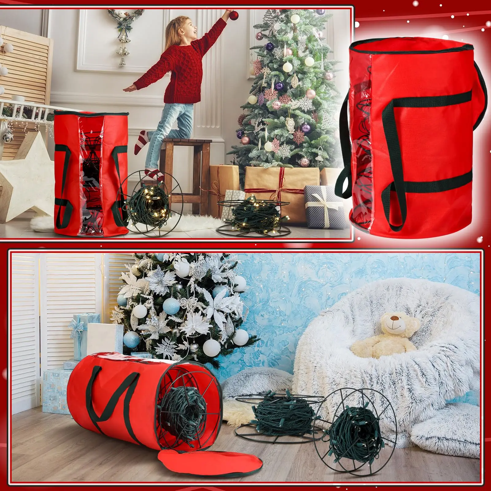 Christmas Light Storage Bags to Store Holiday String Lights Waterproof Oxford Fabric Reinforced Handles Only Oxford bags