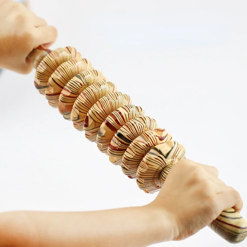 Wood 9 Wheel household whole body multi purpose massage roller belly