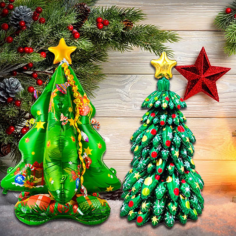 

Большой 4D Рождественский воздушный шар в форме дерева 2024 Рождественский вечерние стоячий фольгированный набор воздушных шаров, новогодние и рождественские подарки для детей, украшение Счастливого Рождества