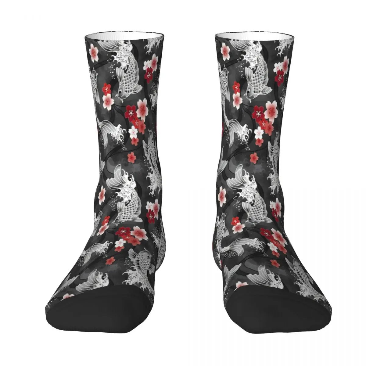 

Koi Sakura Blossom In Black Sock Socks Men Women Polyester Stockings Customizable Hip Hop