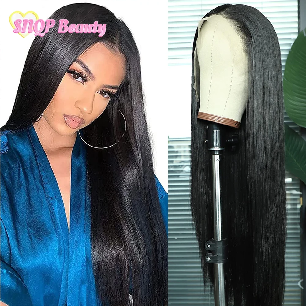 Black 13X4 Synthetic Lace Front Wig 30inches Bone Straight Wig HD Swiss Lace Wigs Futura Preplucked Cosplay Wigs For Women