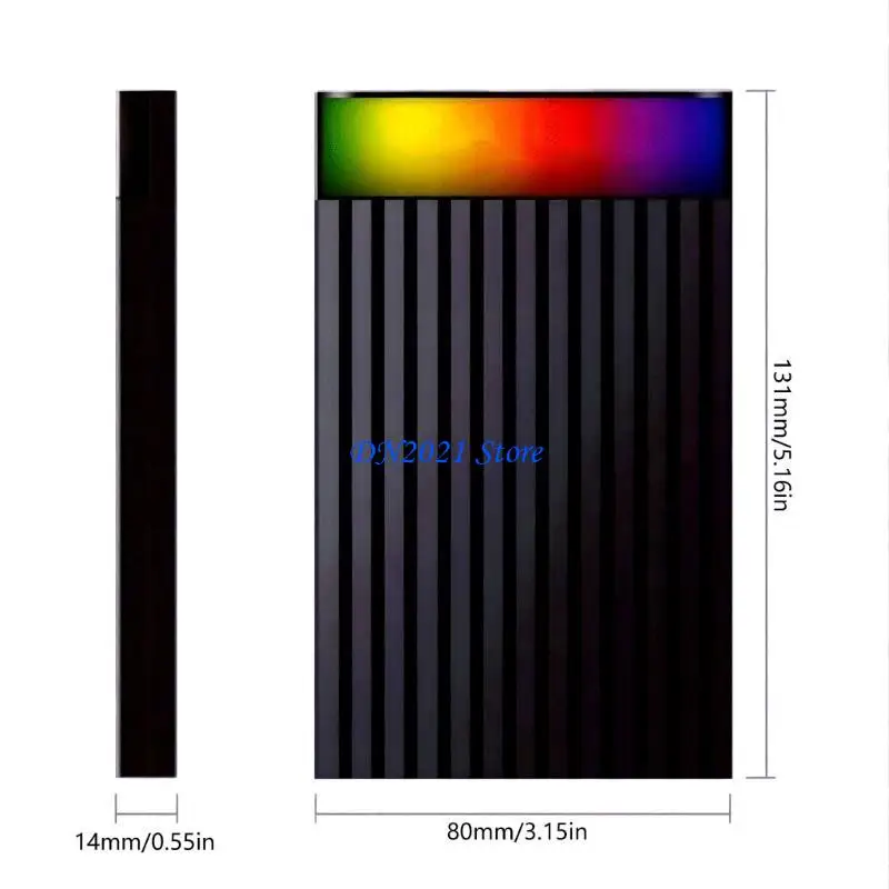 F3KE USB C 2.5인치 하드 드라이브 케이스 SSD 인클로저 하드 드라이브 디스크 박스 인클로저 케이스(노트북용 RGB 라이트 포함)