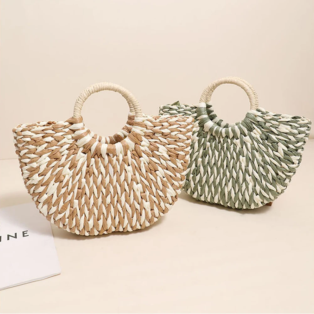 Women Hand Woven Paper Rope Summer Tote Bag