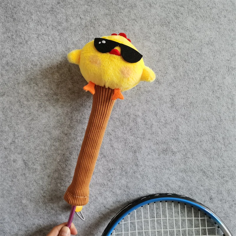 

Happy Chicken Badminton Racket Handle Cover Plush Doll Grip Protectors Handcraft Gift