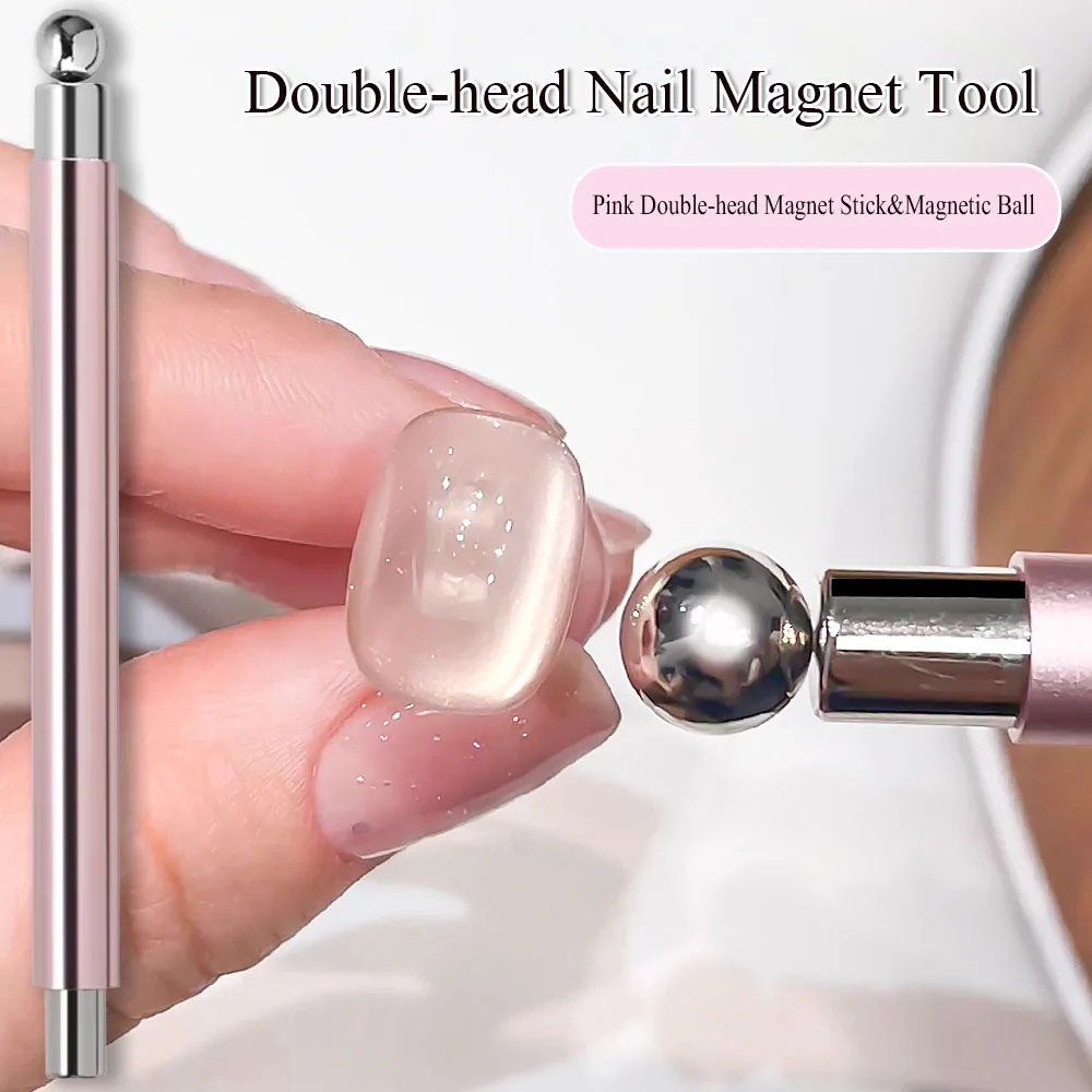  Glasperlen speziell für Katzenauge, rosa Nagel-Magnetstab, neu verbessertes Nagellack-Kleber-Magnetstab, Doppelkopf-Magnetwerkzeug – Detail 4