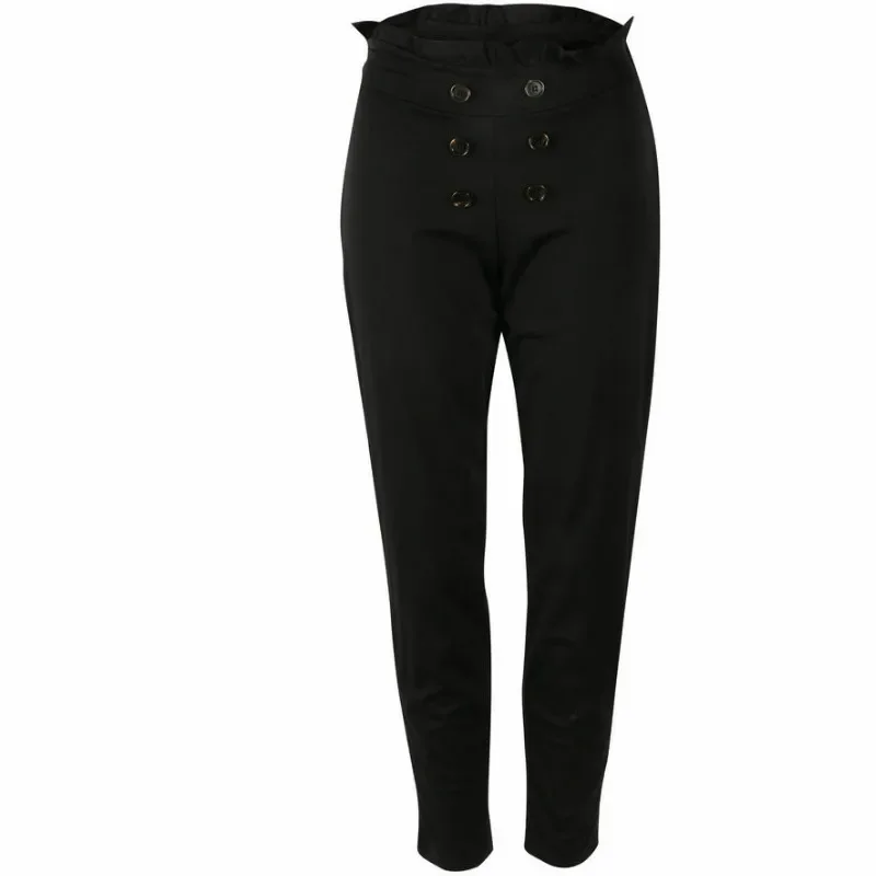 2022 Autumn and Winter New Fashion Women's High Waist Button Tight Leggings Ladies Leather Pencil Ankle Trousers