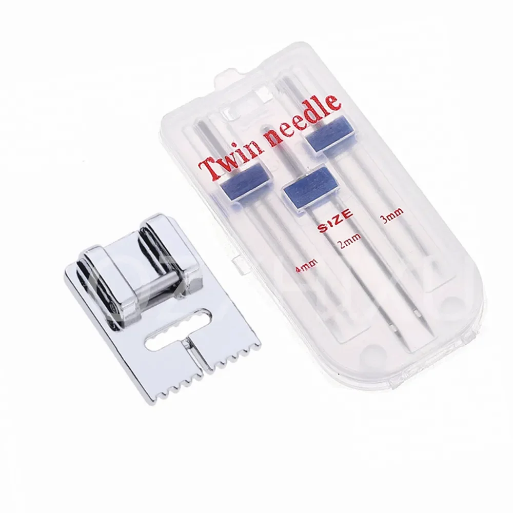

Sizes Twin Needles and Wrinkled 9 Grooves Sewing Presser Foot for Sewing Machine Size 2/90 3/90 4/90 multifunctional fittings