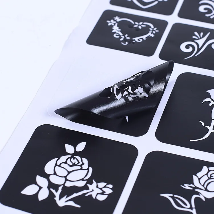 Henna Tattoo Stencils Reusable Temporary Glitter Tattoo Stencils Butterfly Cross Fairy Wolf Airbrush Henna Template for Men Women Kid Schmink Sjabloon