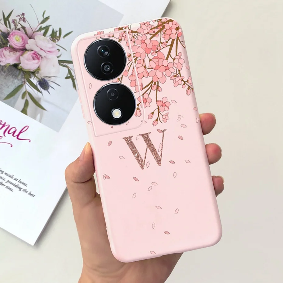 Fashion Crown Sakura Initial Letter Soft Silicon Phone Case - 2023 Edition