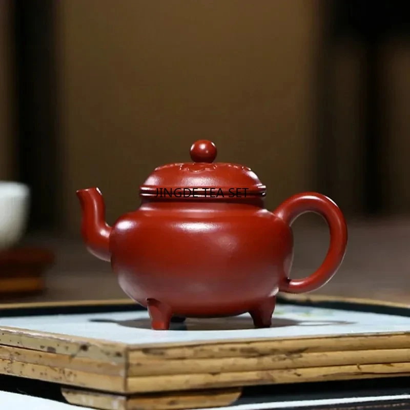 120ml Yixing purple clay teapot triangular beauty tea infusion pot Chinese raw mineral Kung Fu tea set