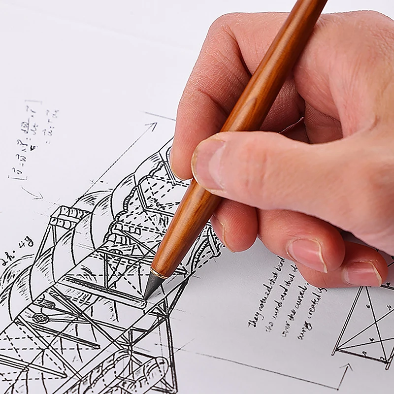

Students Drawing Art Sketch Pencil Retro Solid Wooden Pencil Unlimited HB Writing Replaceable Tip Kawaii Stationery