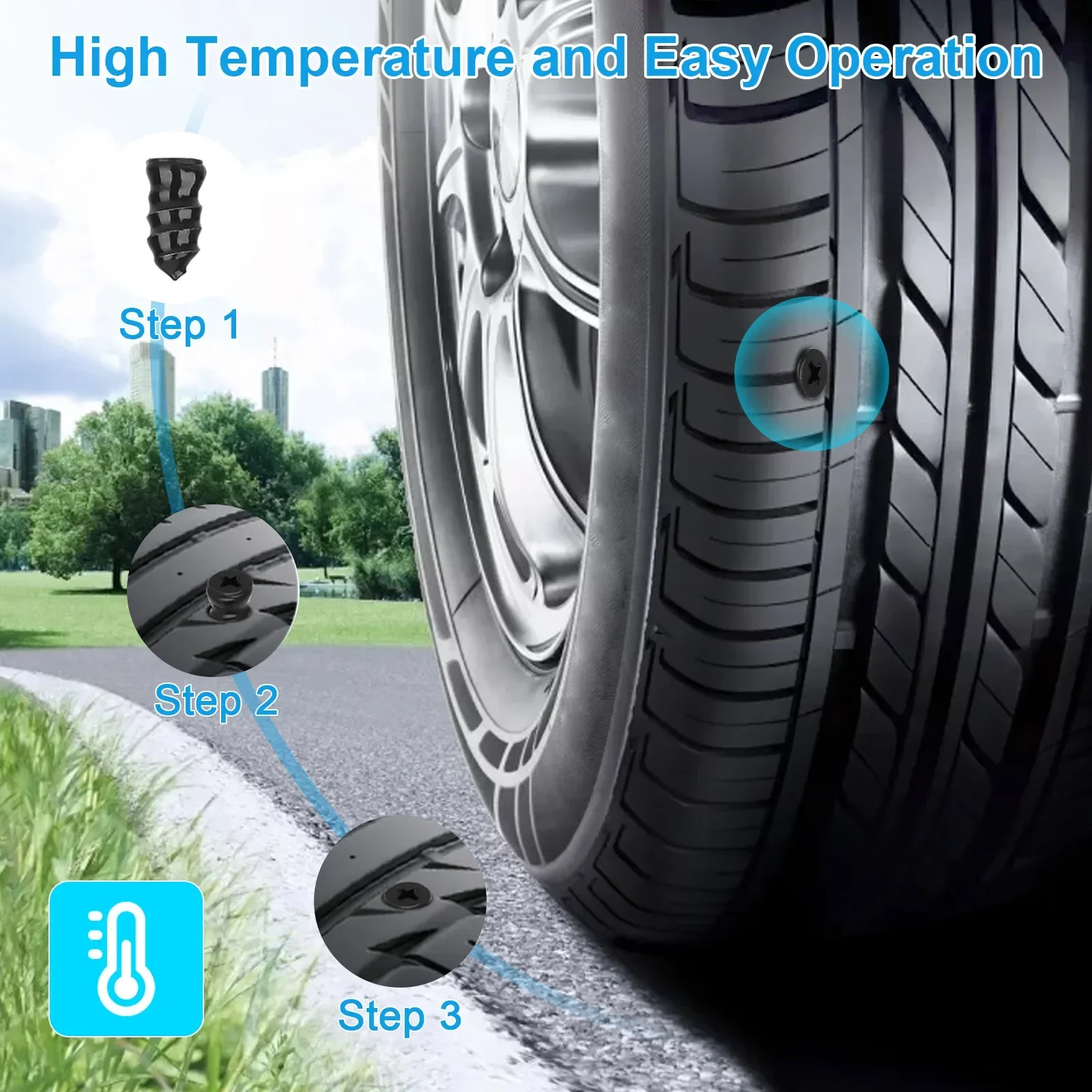 60/100개 고무 타이어 못, 오토바이 펑크 수리 키트(스크류드라이버, 진공 타이어 고무 못 포함) 타이어 수리 도구