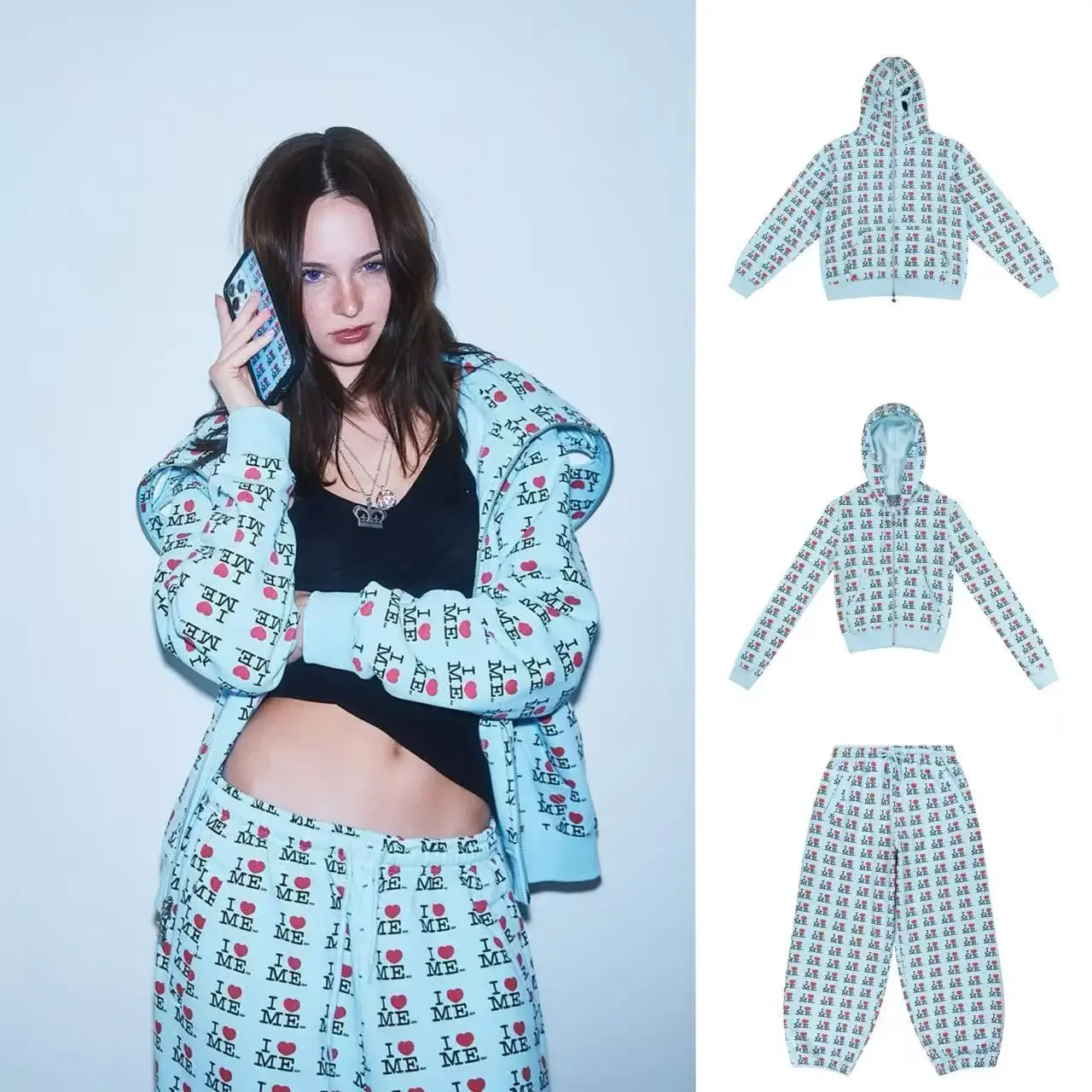 Ashley Blue Iloveme Printed Sweatshirt Jacket for Women, Butterfly-Shaped Hollow-Out Hooded Cardigan, Regular Shoulder Slim-Fit Hoodie, Loose Casual Pullover Sweatshirt, High-Quality Women's Clothing