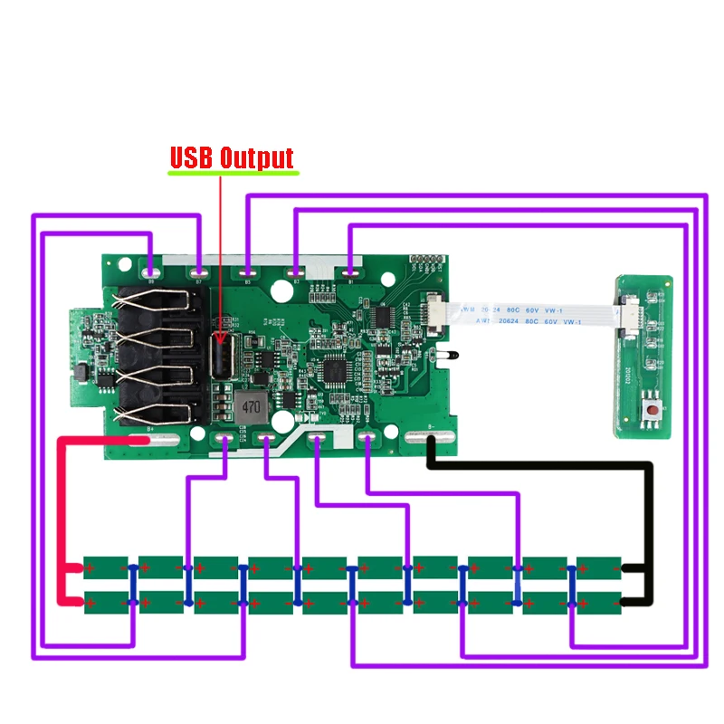 20*18650 Li-ion Battery Plastic Case Charging Protection Circuit
