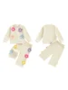 Toddler Girl Winter Outfits 3D Flower Hooded Coat Elastic Waist Leggings 2 Pcs Set for Cold Weather Style 1