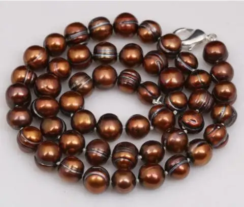 

Unique Design AA Store 8mm Genuine Coffee Round Cultured Freshwater Pearl Choker Necklace,Charming Womenn Gift