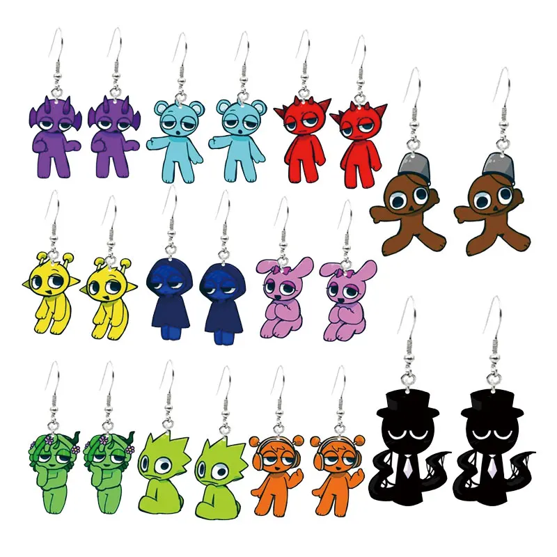 Sprunki Earrings Pendant Jewelry Accessories Kids Gifts for Fans