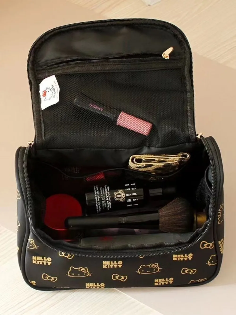 휴대용, 걸이형 여행용 스킨케어 및 메이크업 수납 가방, 대용량 화장품 가방, 산리오 방수 휴대용 세면도구 가방