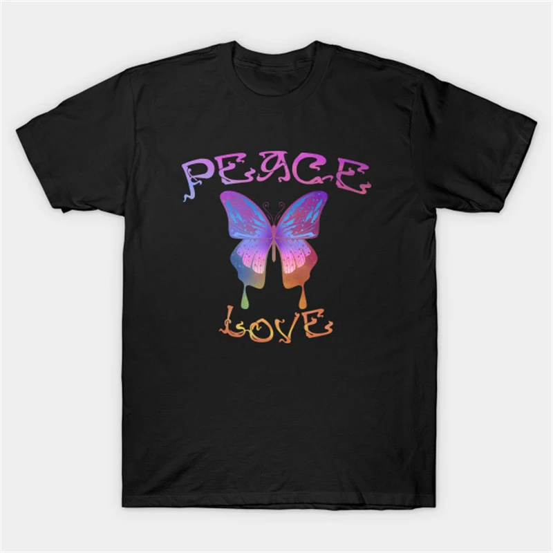Футболка мужская с принтом Peace Love топ коротким рукавом модная рубашка в стиле