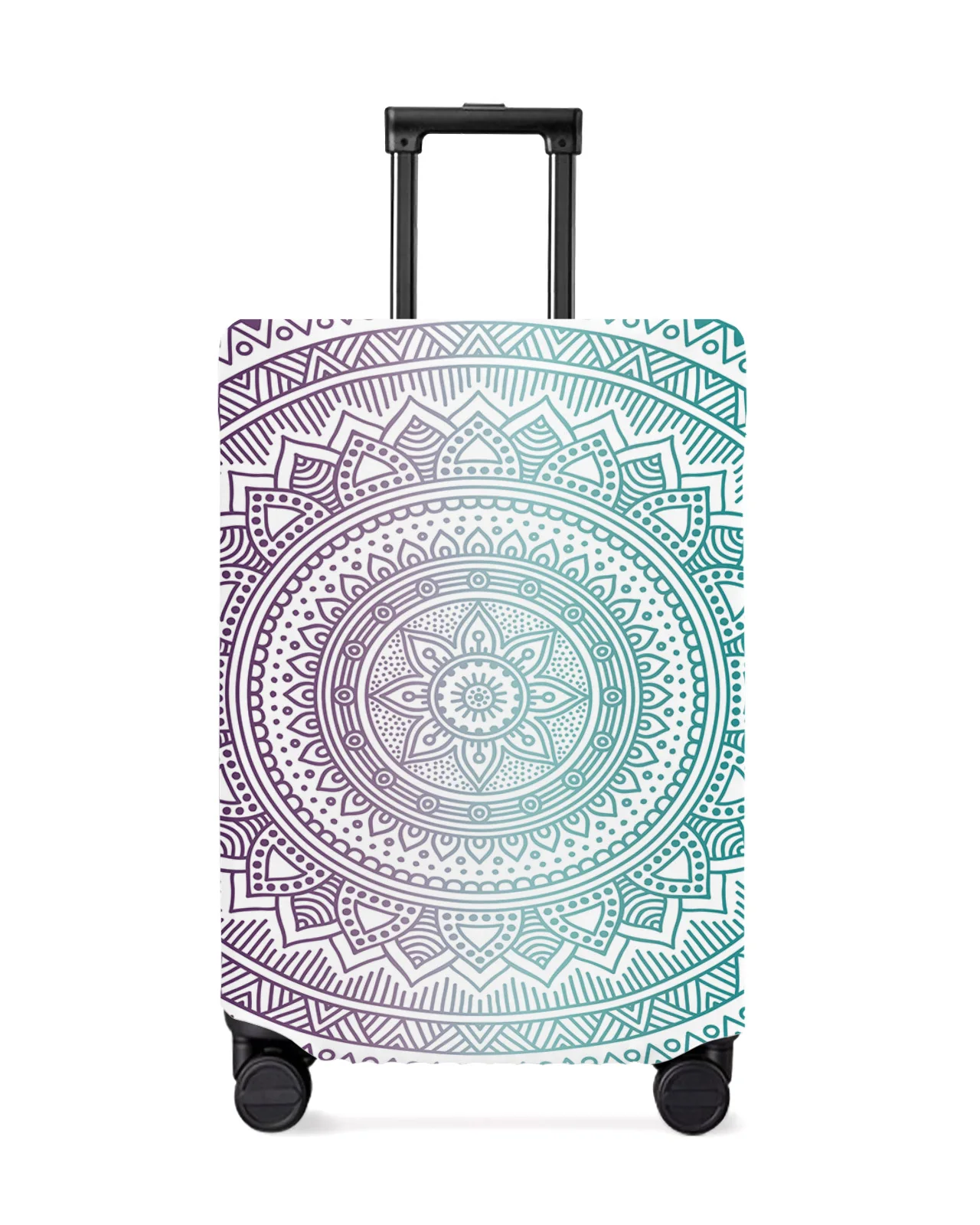 

Purple Turquoise Mandala Geometric Gradient Travel Luggage Cover Elastic Baggage Cover Suitcase Dust Case Travel Accessories