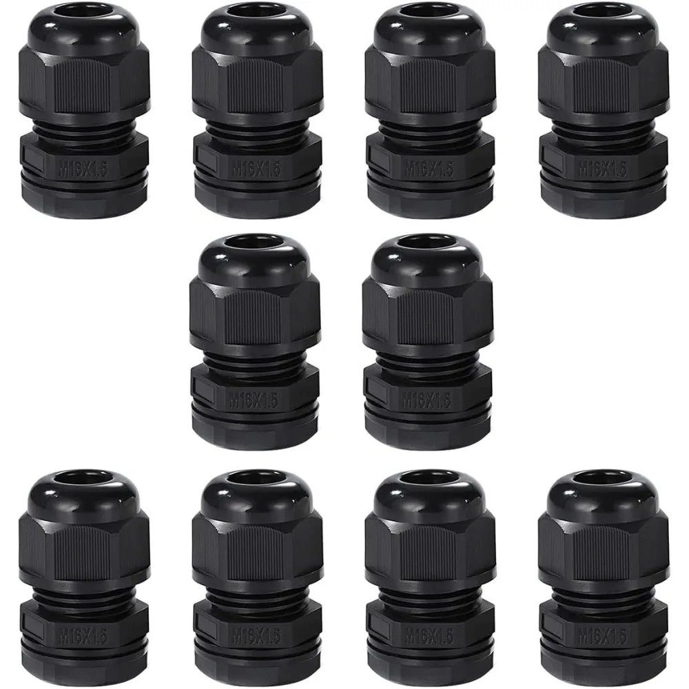 5PCS IP68 Waterproof Cable Glands, Suitable for 3-6.5mm M12/M16/M20/M25 Black Nylon Plastic Connections
