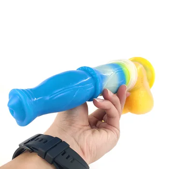 YOCY 10 Modes Vibraotor Ejaculating Horse Dildo Luminous Silicone Butt Plug Squirting Animal Fake Penis With Sucker Sex Toy 5