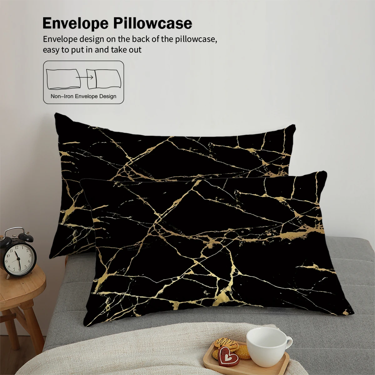 Description Picture 5 of item3pcs Bronzing Marble Grain Print Series Bedding Set,Soft Comfortable,For Bedroom,Guest Room (1*Duvet Cover+2*Pillowcase,No Core)