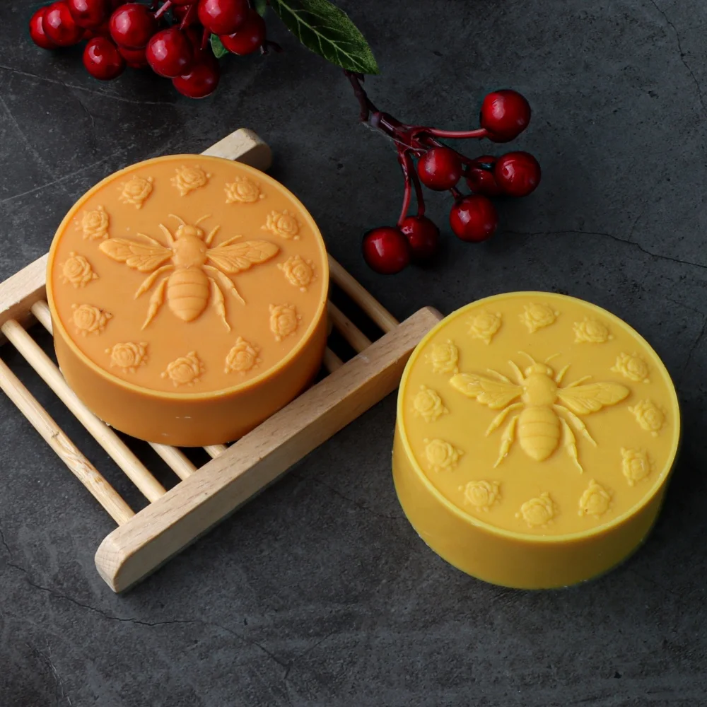 Relief Flower Bee Soap Silicone Mold Square Honeycomb Candle Mould Handmade Crystal Glue Home Decoration Gift Supplies DIY Tool