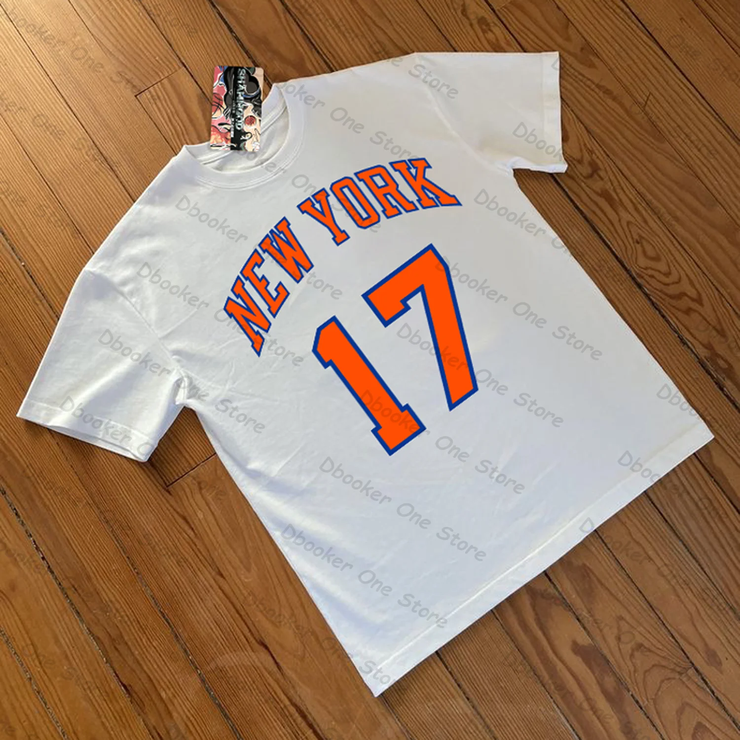 260 Grams Heavy Cotton Jeremy Lin Knicks Sports Vintage T-shirt Hip Hop Men's Women's Short-Sleeved Tops