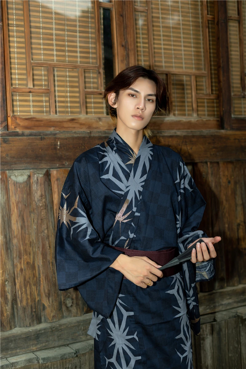 Japanese Kimono Men Traditional Japanese Casual Japanese Style Fashion Men  Traditional Japanese Male Kimono KimuraKami, L, image size:800x1200