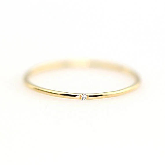 Thin Dainty Rings For Women Minimalist Zircon Light Yellow Gold Color Finger Ring OL Daily Gift Fashion Jewelry KCR101 5