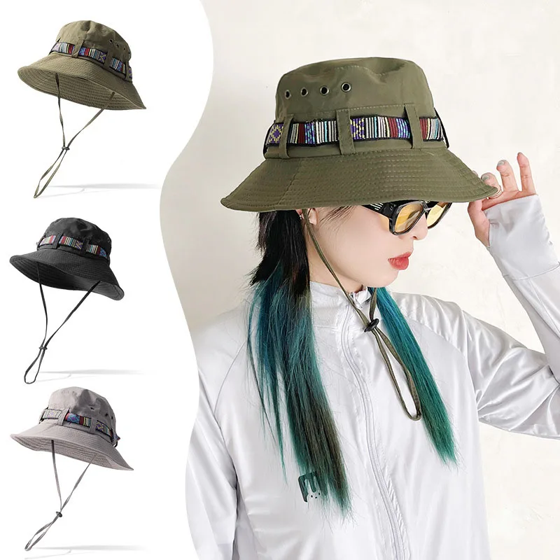 

Summer Outdoor UV Protection Men Women Fisherman Hat Panama Hunting Mountaineering Fishing Hat Mesh Fisherman Hat Beach Sun Hat