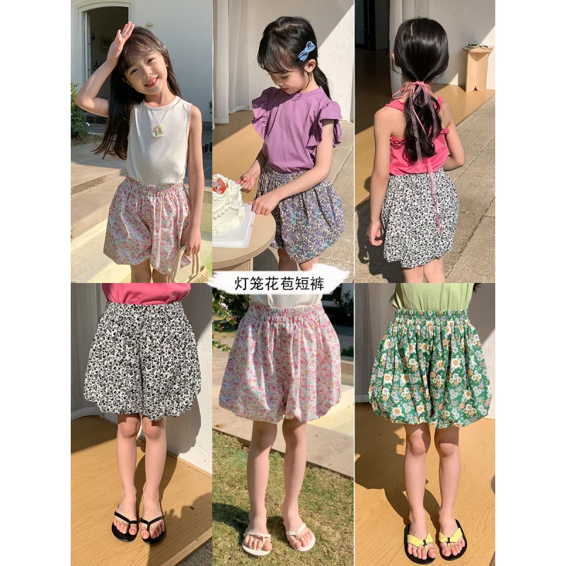 XTY-24New Summer Products in Stock New Percale Cotton Girls' Shorts Multi-Color Woven Petals Children Bloomers