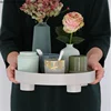 Nordic Round Plastic Tray Wooden Plastic Organize Disk Snacks Sundries High Foot Plate Home Use Desktop Decoration Tea Tray 5