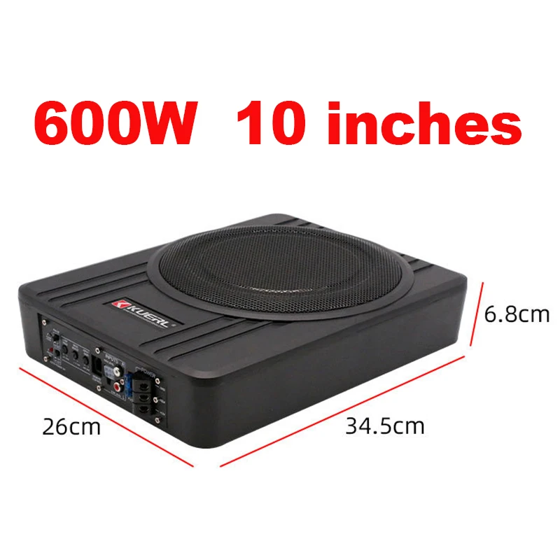 12V 600W High-power 8/10 Inch Car Speaker Under Seat Audio Modification Ultra-thin Automotive Subwoofer Automotive Sound for Car