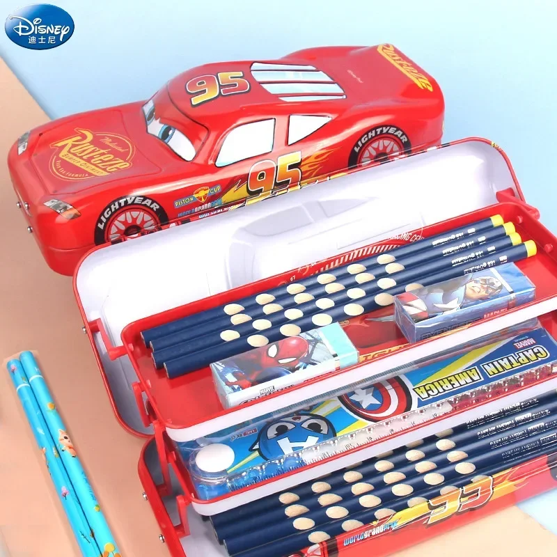 Cartoon McQueen Three-layer Pencil Case Large Capacity Cartoon Car Stereo Pencil Case Learning Gift Multi-function Stationery 5