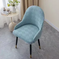 Thickened Polar Fleece Semicircle Armchair Cover Elastic Dining Chair Covers Jacquard Stool Seat Cover for Hotel Restaurant Home 1
