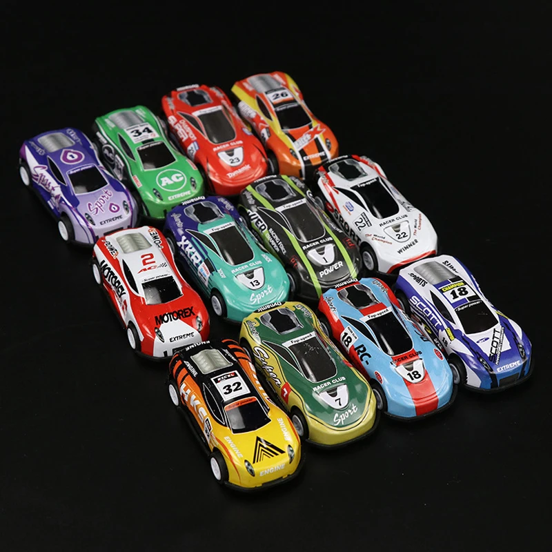 6pcs Set Toy Racing Car Alloy Iron Shell Taxi Model Inertia Sliding Rail Car Mini Small Gift Toys For Children Toys